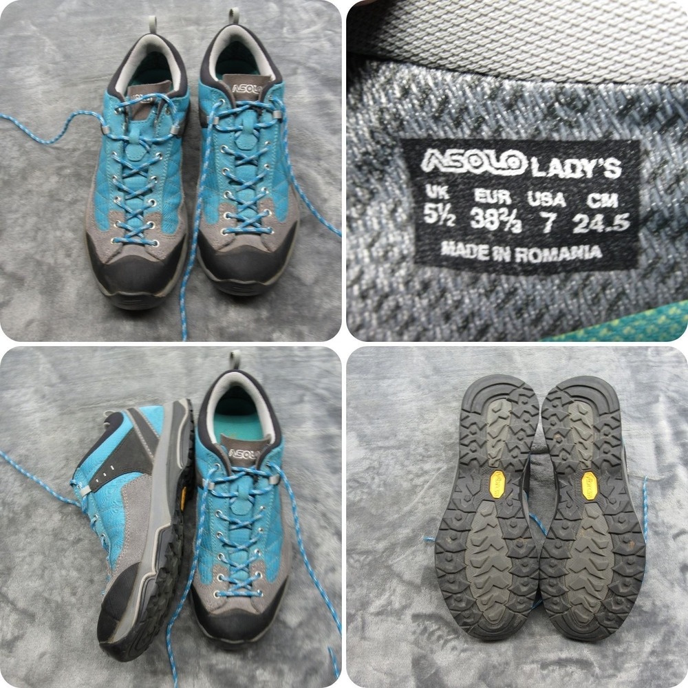 Asolo Shiver Shoes Women 7 Blue GoreTex Hiking Vibram Low Lace-Up Trail Running
